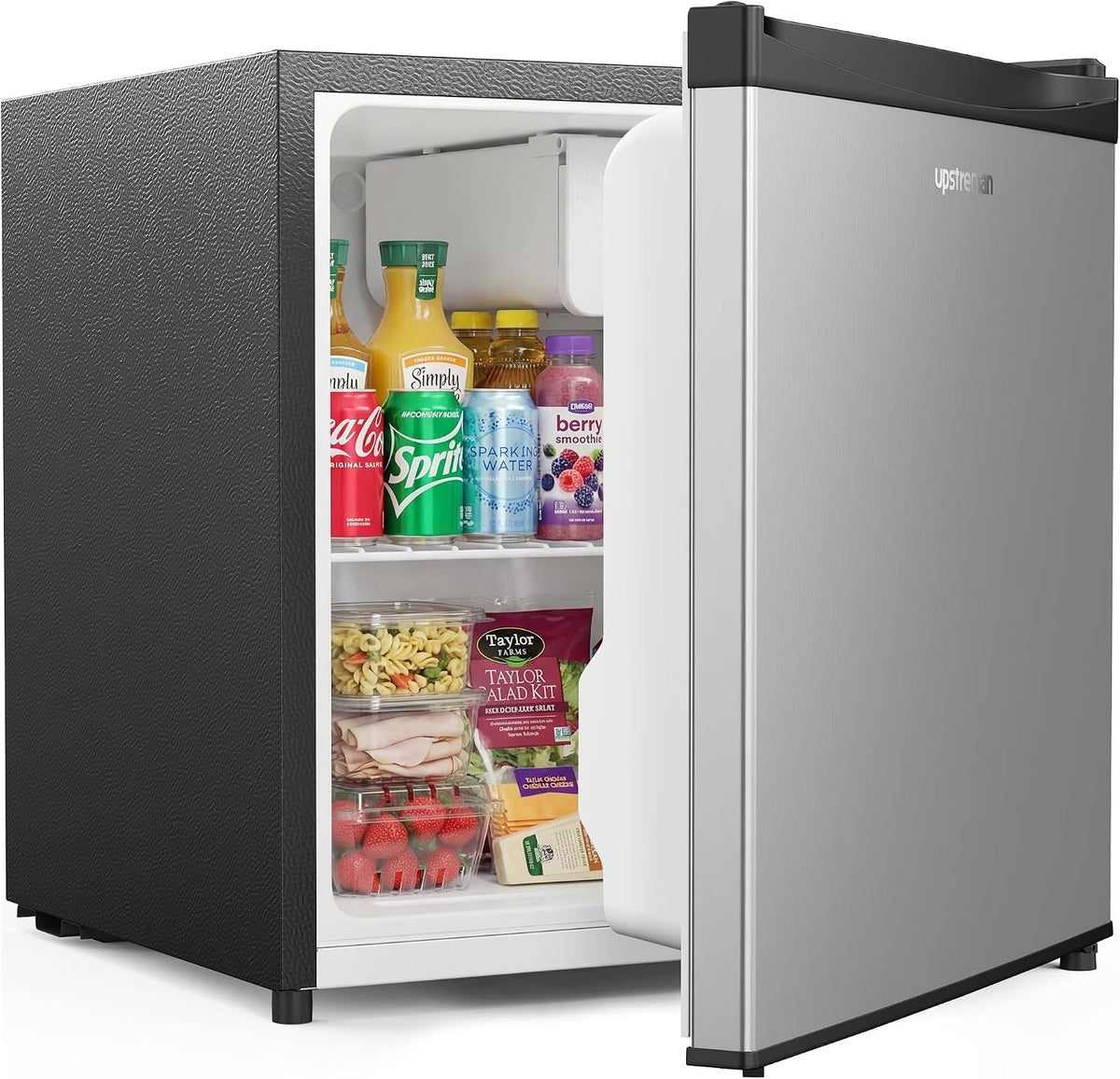 frigorífico FR17, 49 × 47,8 × 45 cm, 46L, regulable, acero inoxidable, para la cocina, para la oficina, Upstreman
