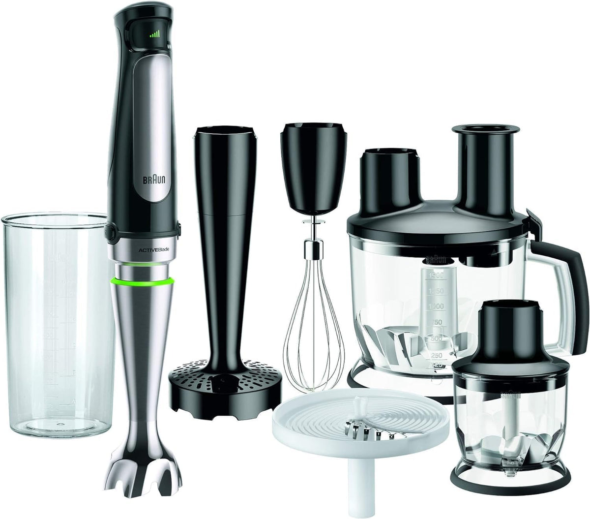 Braun MQ7087X batidora, 1,5L, 1000 W, negro, Braun Minipimer 7 - Batidora de Mano con Tecnología SplashControl, Procesador 1, Vaso 600 mL