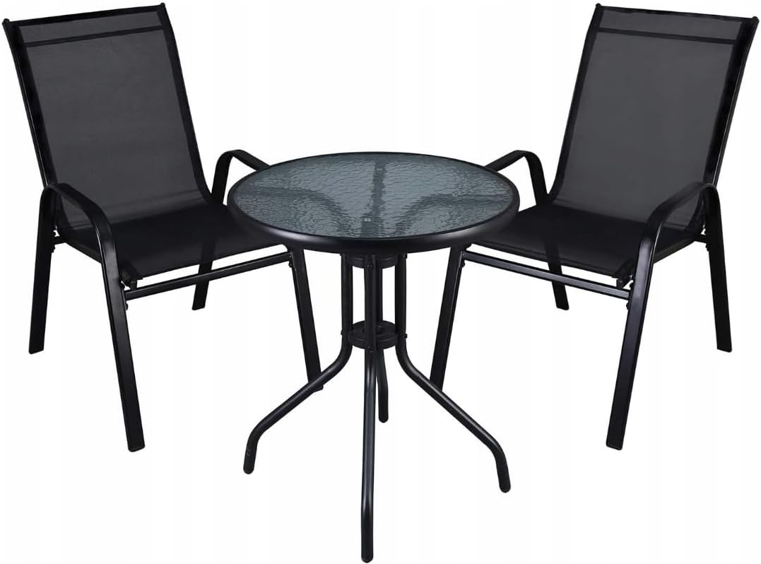 silla, 60 × 70 cm, vidrio, negro, para el jardín, para la terraza, BDW
