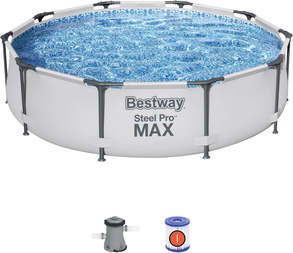 BESTWAY piscina, 305 × 76 cm, 1.249 L, con Depuradora Cartucho 1.249 L/H