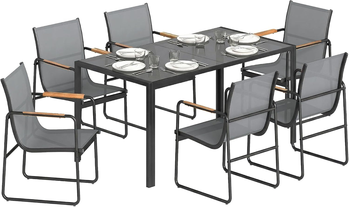Outsunny silla, 53 × 59 × 83 cm, 7 unidades, gris, para el jardín