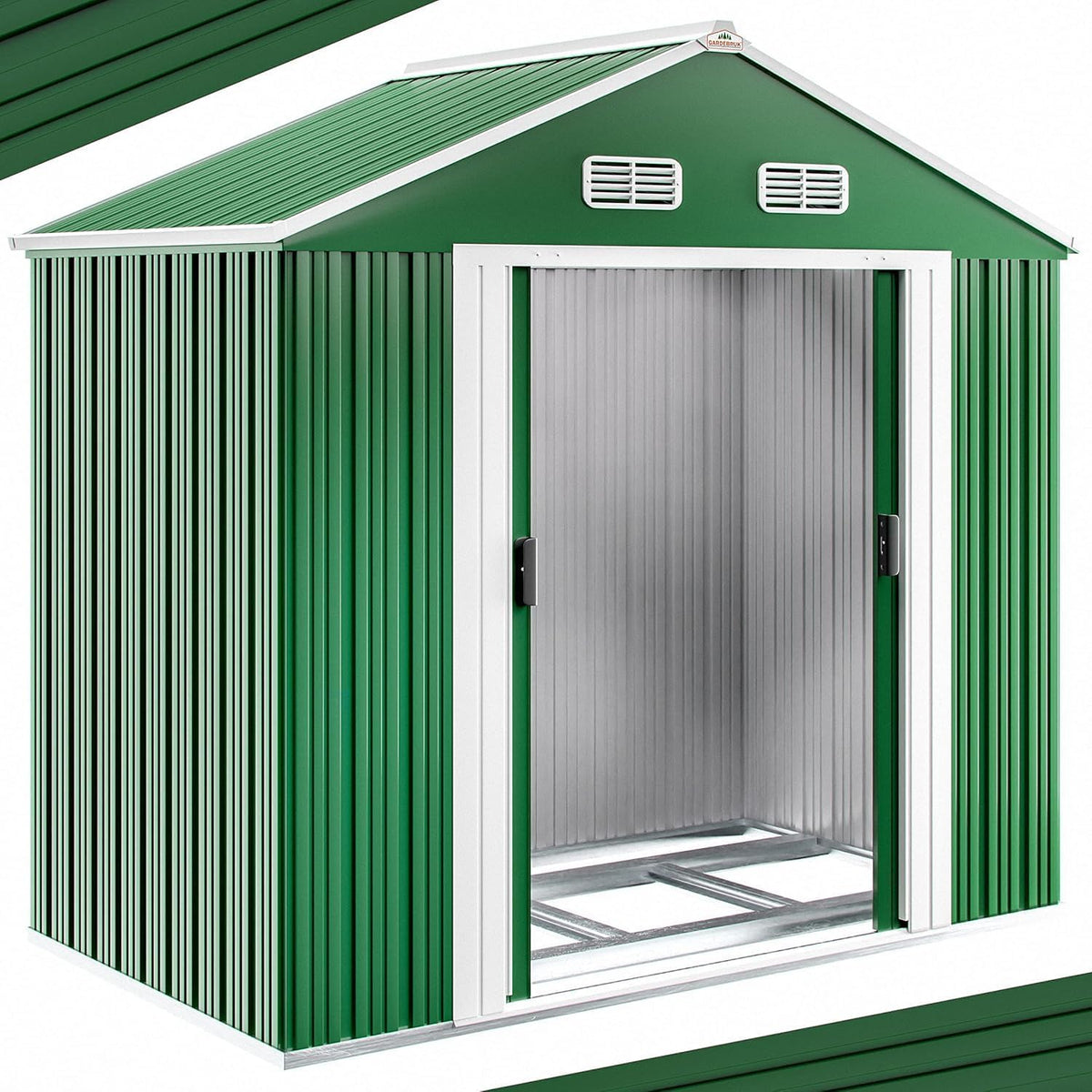 Cobertizos de almacenamiento, 65 cm, acero, verde, para el jardín, Gardebruk