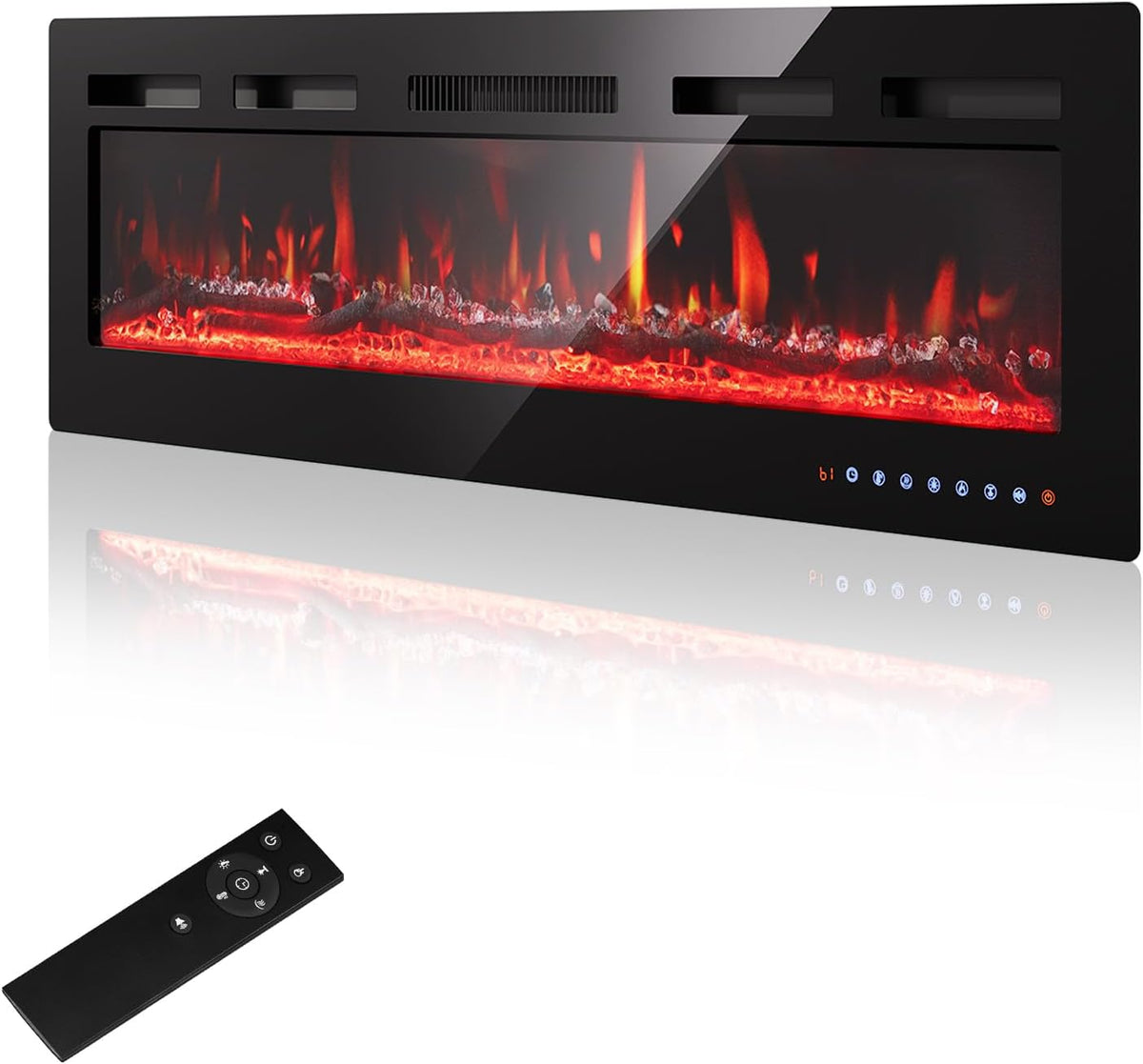 Chimeneas eléctricas, 102cm, 900W, 1800W, 30°C, PURFINO, Chimenea Eléctrica 40'/102cm, Llama 12 Colores & Crujido, Termostato Preciso (15-30°C)