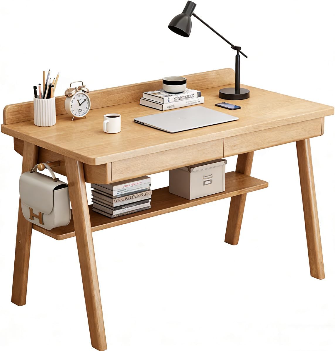 Escritorios, 100 × 60 × 75 cm, con cajones, madera maciza, para la oficina, escritorio clásico para computadora y oficina en casa y tocador