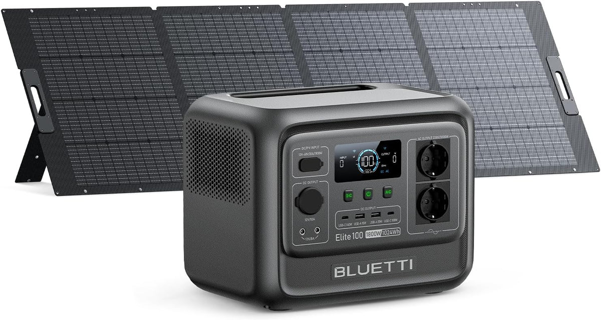 Generadores, 1024Wh, 350W, BLUETTI, Elite 100 V2 Estación de Energía Portátil y Panel