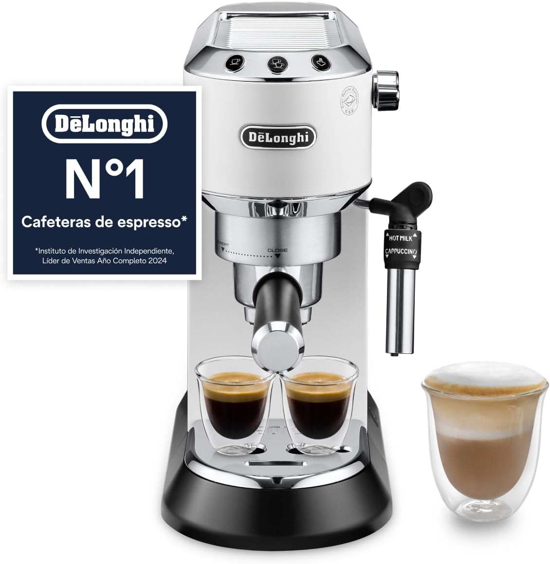 cafetera, 15 cm, De'Longhi, Dedica Style - Espresso Manual con Espumador Manual