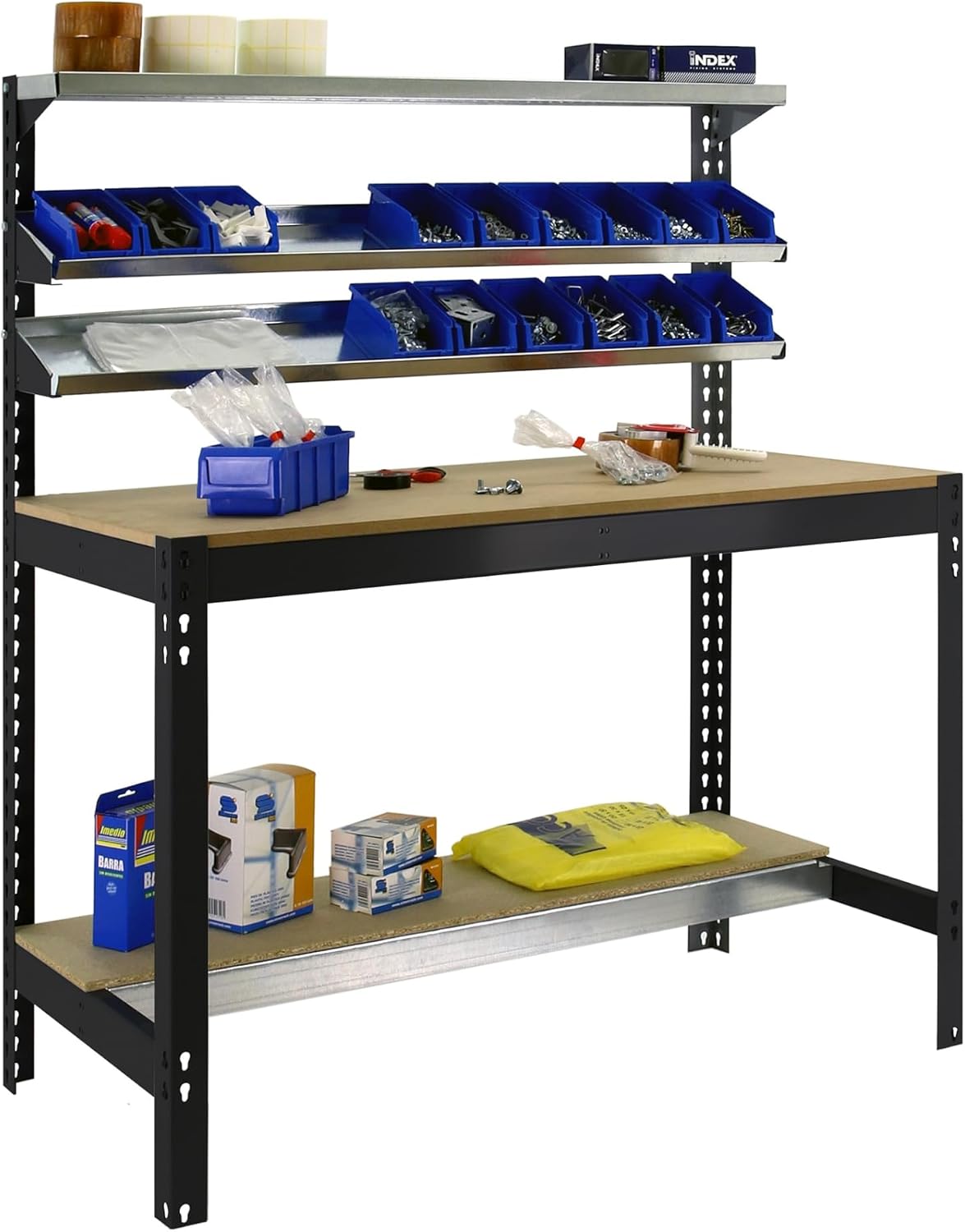 Bancos de trabajo BT1, 1445 × 910 × 610 mm, 400 kg, madera, Simon Rack, Capacidad Carga 400 kg, 1445x910x610 mm