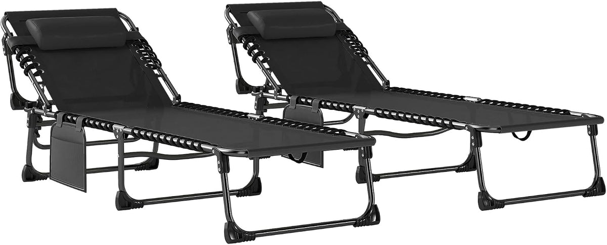 Outsunny Tumbonas, 79 × 18 × 57 cm, plegable, negro, para el jardín