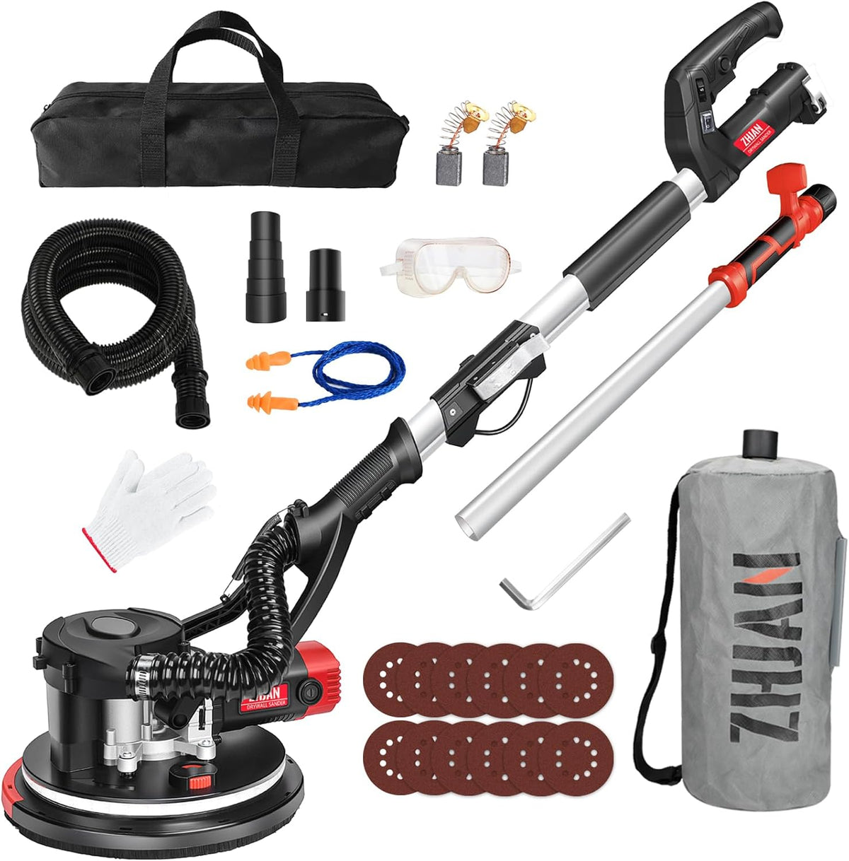 aspirador, 165cm, 880W, con iluminación LED, plegable, ZHJAN, 1000-2100 RPM, Luz LED, 5 Velocidades, Para Techos Popcorn