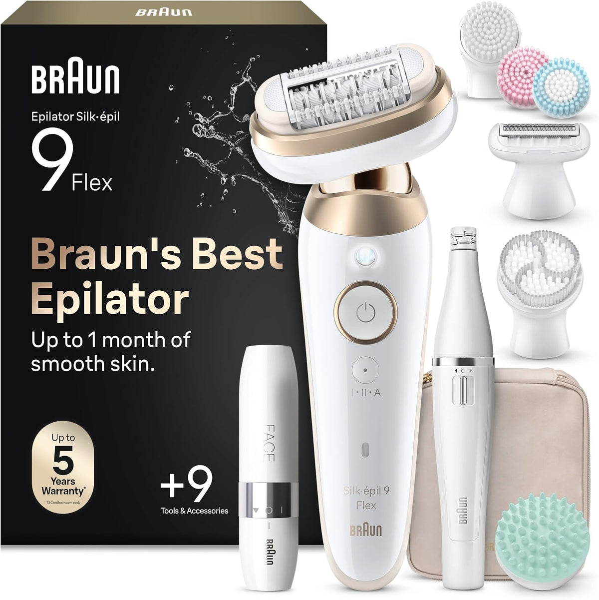 Braun Depiladoras, Braun Silk·épil 9 Flex SkinSpa Depiladora Eléctrica Mujer, 9-681 3D