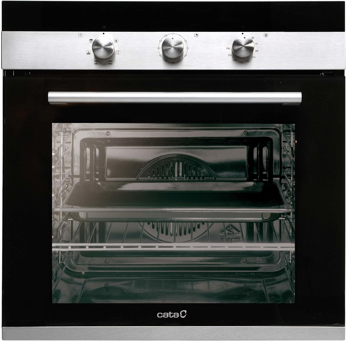 horno, 60 cm, 2400 W, acero inoxidable, negro, Cata, 50 litros