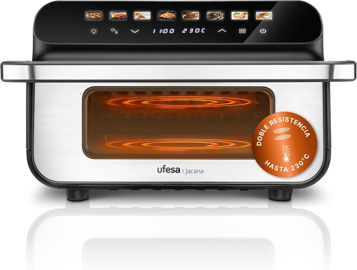 freidora de aire, 28 cm, 10 L, Ufesa, Freidora Aire 10 L, Diámetro 28 cm, Temperatura Max 230o C, Tecnología Air Pulse Ultra 360oC