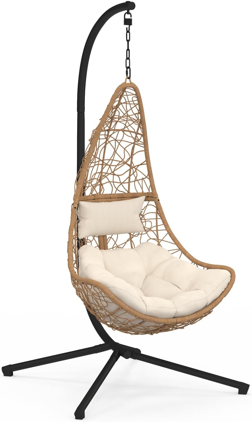 Columpios, 100 cm, IDMarket, - Silla Colgante Media Luna Calada Efecto Ratán con