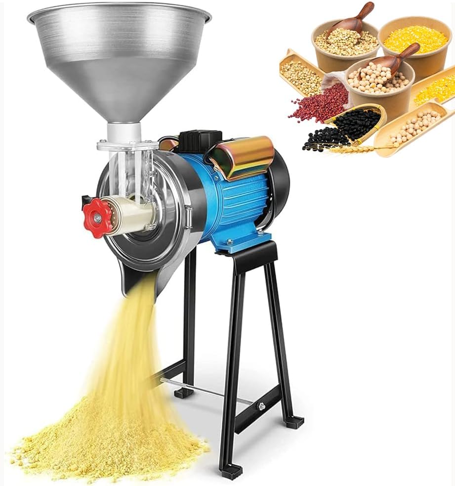 Molinos de grano, acero inoxidable, con embudo para harina