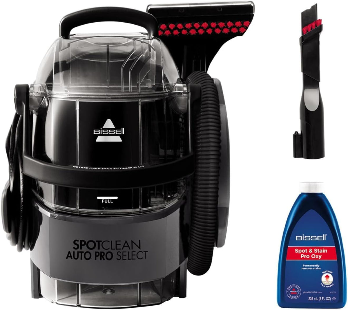 aspirador, 15 cm, 750 W, 2,8 L, Bissell, BISSELL SpotClean Auto Pro Select Limpiador Portátil 750 W 2, 8 L 3730N