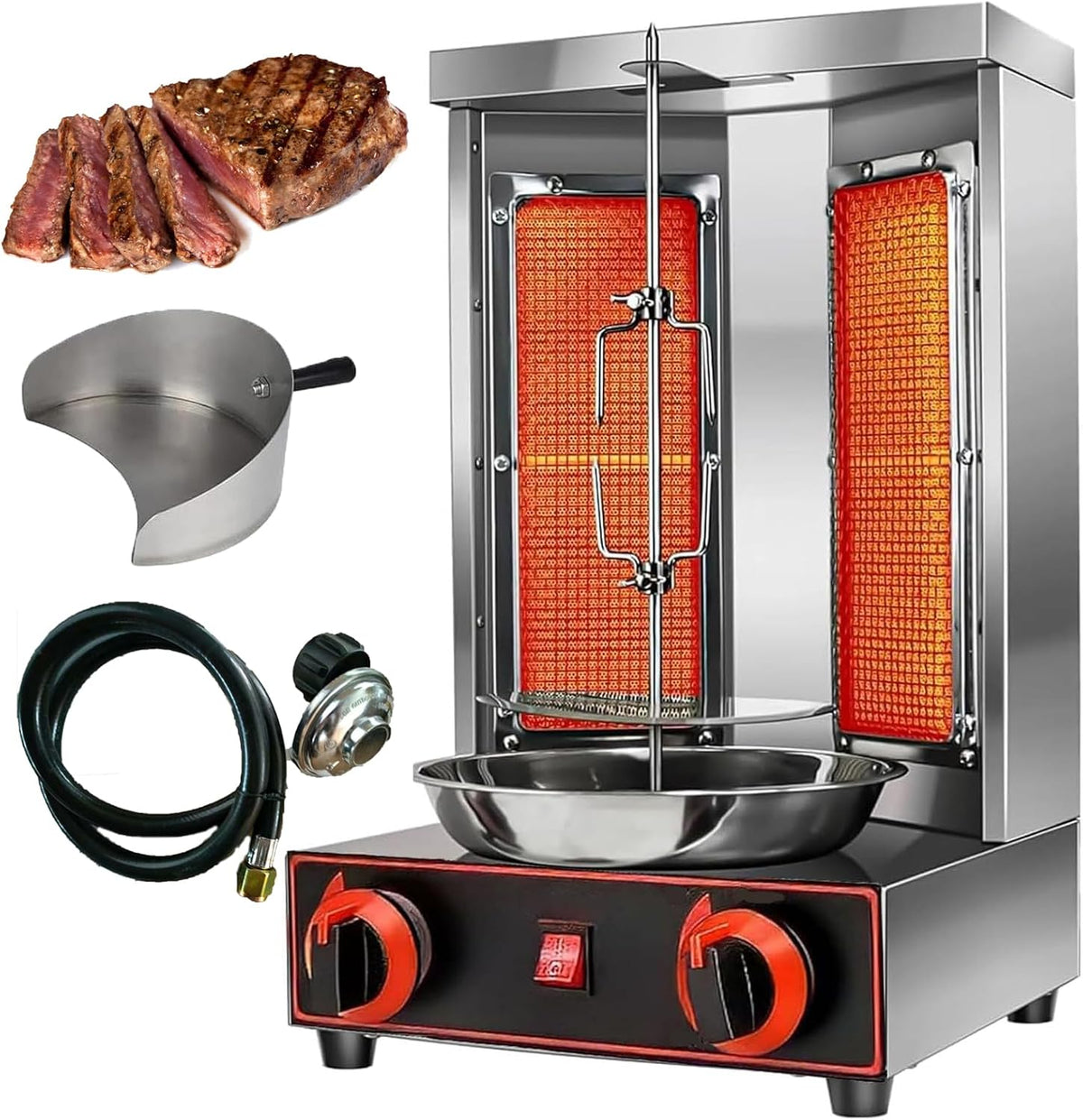 horno, para la cocina, Máquina De Cocina De Pollo Shawarma Con 2/3 Quemadores, Para El Hogar, Barbacoa 2 Heads