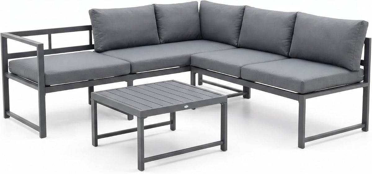 sofá, 192 × 120 × 63 cm, 3 unidades, aluminio, tela, para el jardín, para la terraza, LORVIK, Mesa 59 × 59 cm