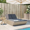 piscina, beige, para el jardín, ZEYUAN, ZEYUAN Tumbona Doble con Cojines ratán sintético Beige, Tumbona De Playa - 368182