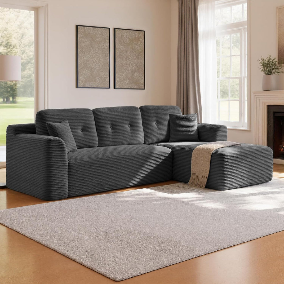 VASAGLE sofá, 244 cm, Esquinero Sin Montaje, Modular de