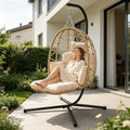 Columpios, 60 cm, 150 kg, beige, para el jardín, para la terraza, Askelierg, Silla Colgante con Estructura