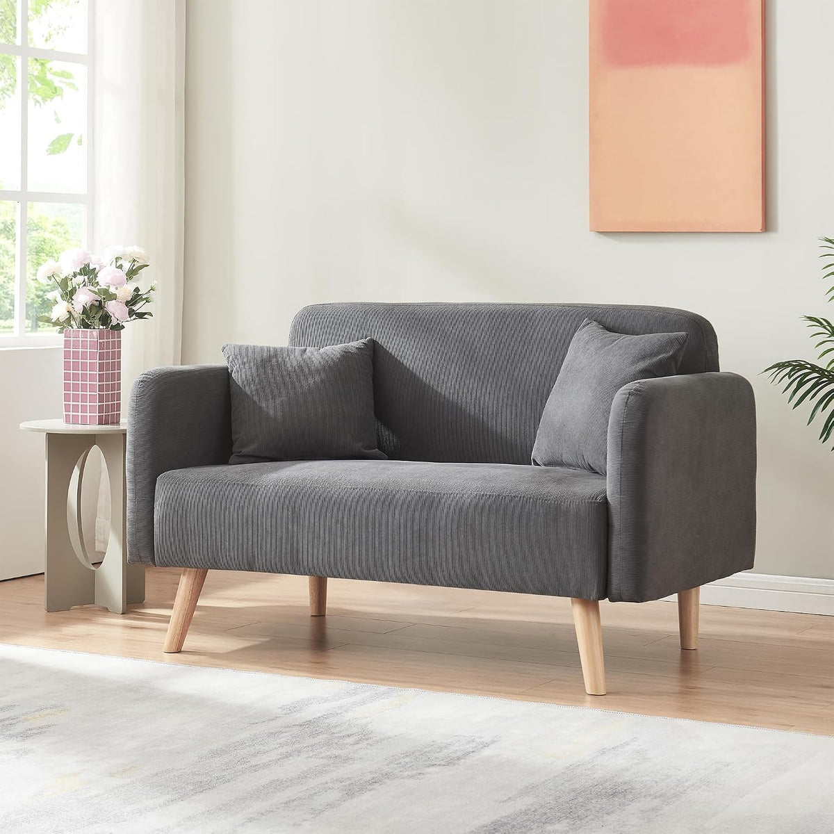 sofá, 132 × 70 × 81 cm, madera, gris, para el salón, en.casa