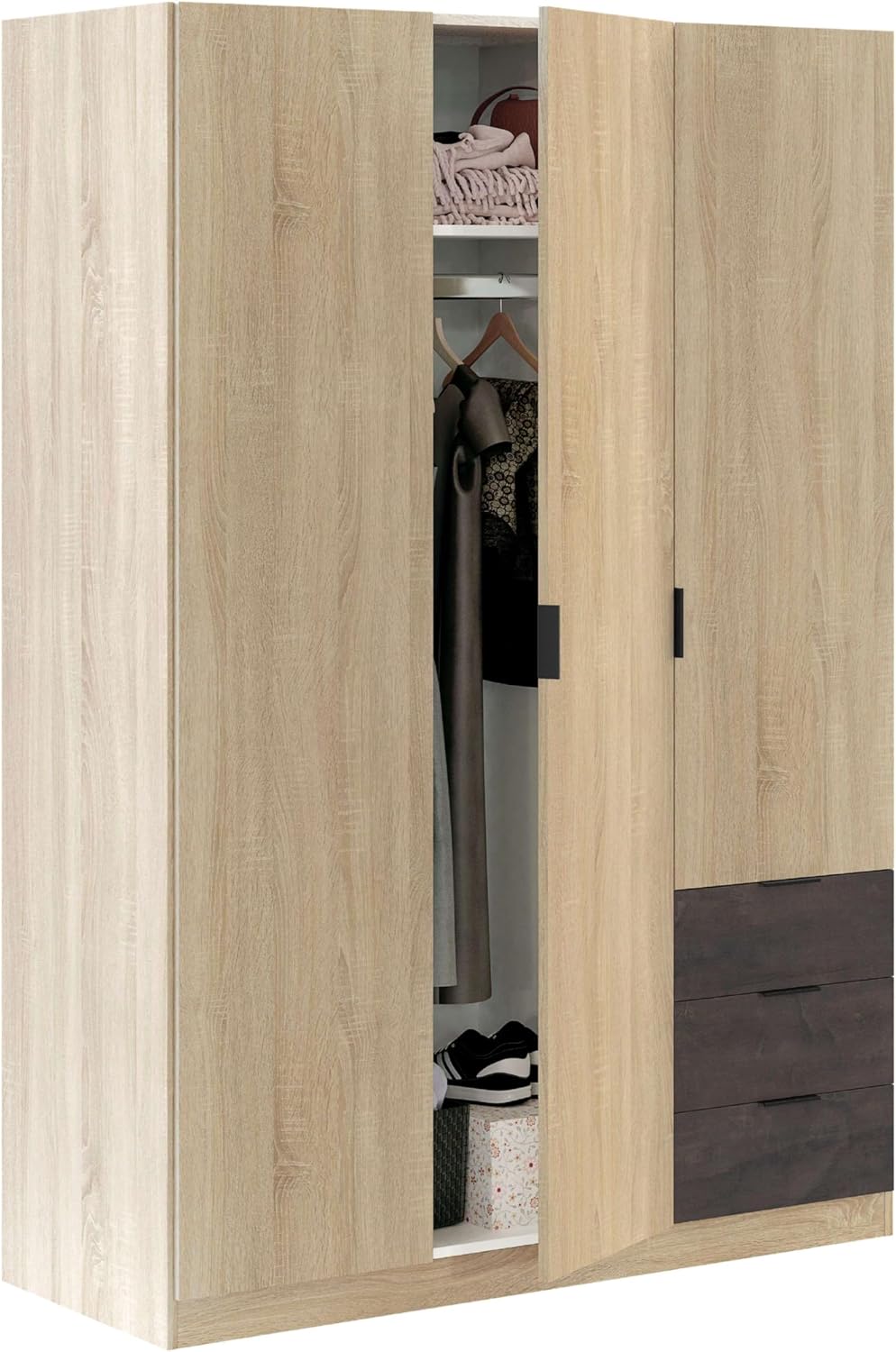 armario, 180 cm, con cajones, con estantes, Habitdesign, 180x121x52 (AltoxAnchoxFondo - en cm)