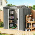 Outsunny Cobertizos de almacenamiento, 195 × 122 × 181,5 cm, gris, para el jardín, 5 cm Gris Claro